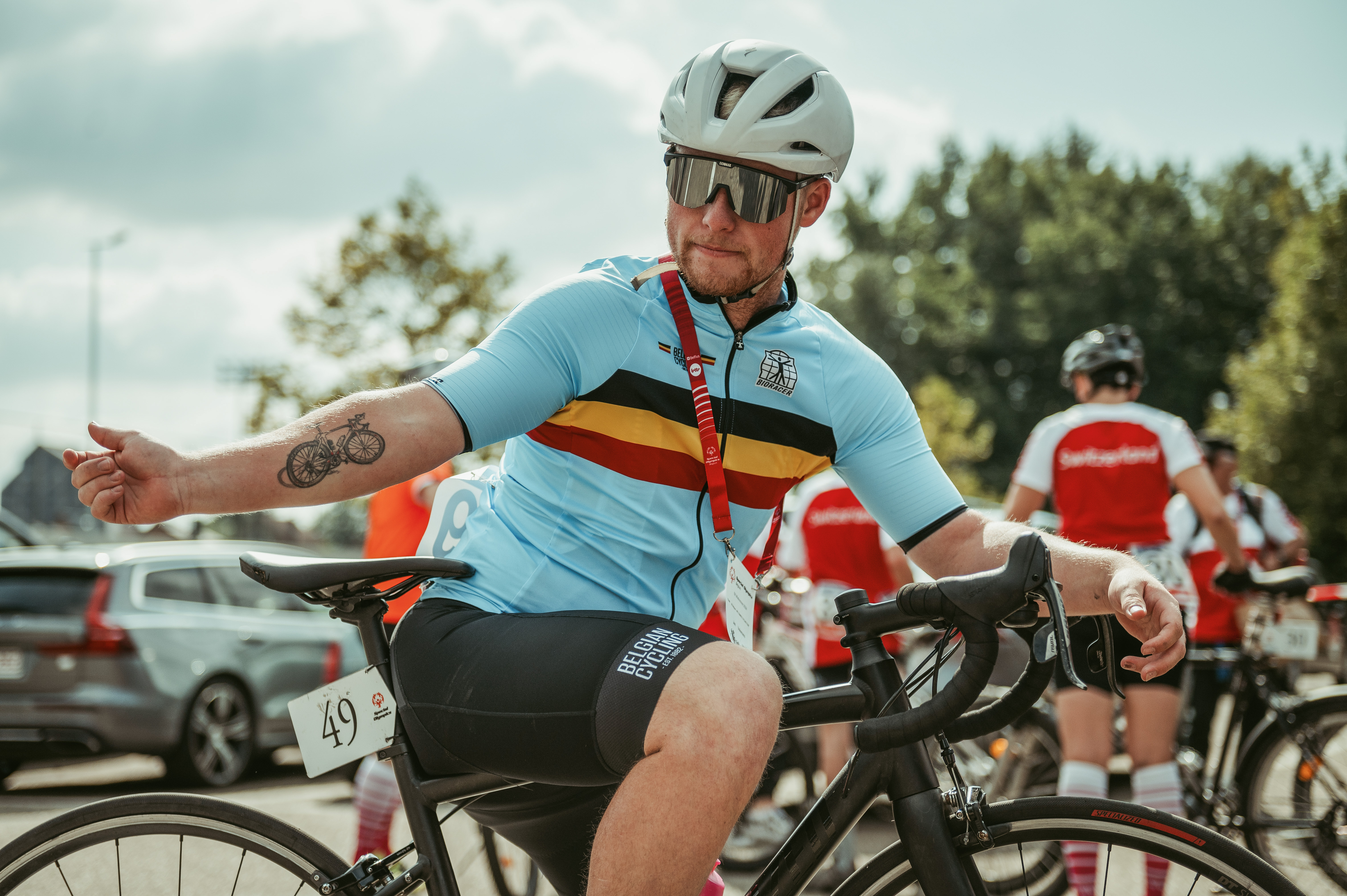 Cycliste Special Olympics en action